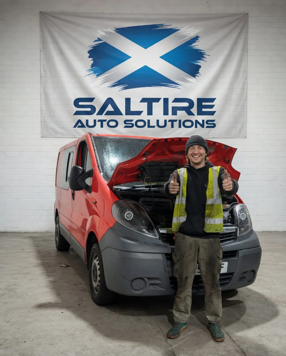 Saltire Auto Solutions workshop and vehicle